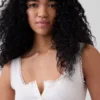 Mini Nervürlü Dantel Henley Pijama Tank Top