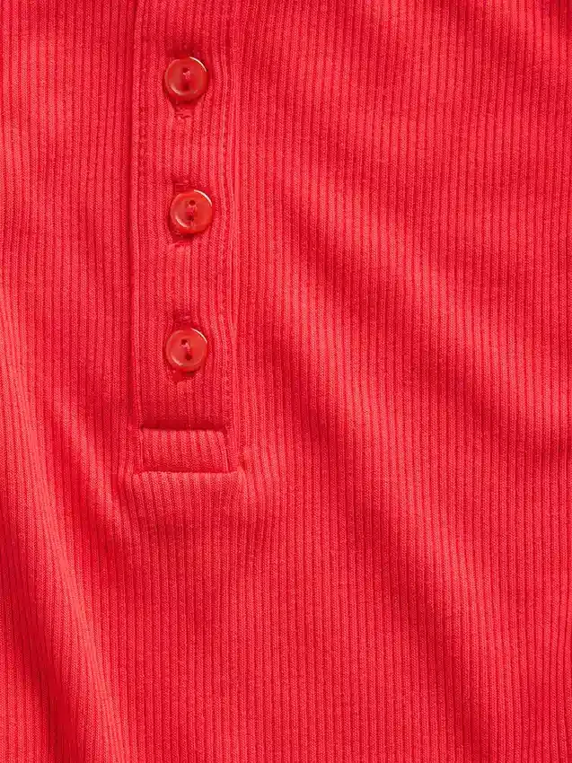 Mini Nervürlü Dantel Henley Pijama Tank Top