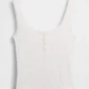 Mini Nervürlü Dantel Henley Pijama Tank Top
