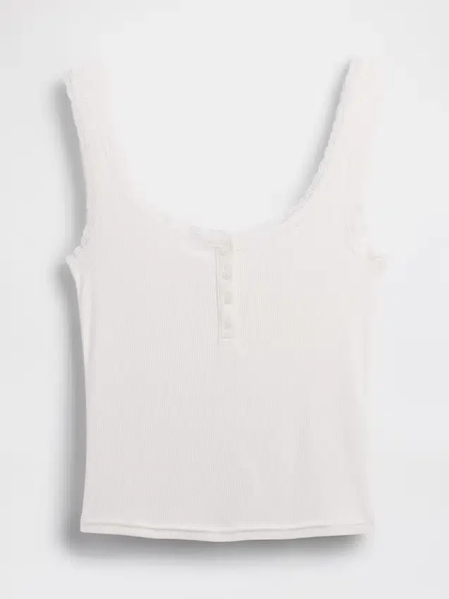 Mini Nervürlü Dantel Henley Pijama Tank Top
