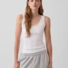 Mini Nervürlü Dantel Süslemeli Pijama Tank Top