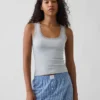Mini Nervürlü Dantel Süslemeli Pijama Tank Top