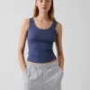 Mini Nervürlü Dantel Süslemeli Pijama Tank Top