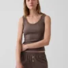 Mini Nervürlü Dantel Süslemeli Pijama Tank Top