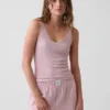 Mini Nervürlü Dantel Süslemeli Pijama Tank Top