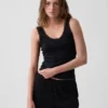 Mini Nervürlü Dantel Süslemeli Pijama Tank Top