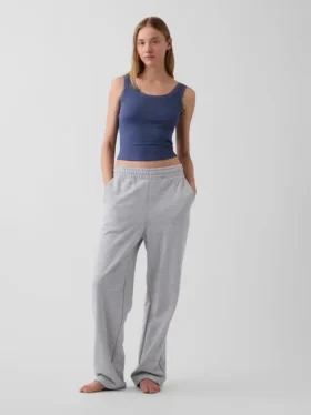 Mini Nervürlü Dantel Süslemeli Pijama Tank Top