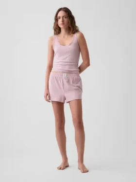 Mini Nervürlü Dantel Süslemeli Pijama Tank Top