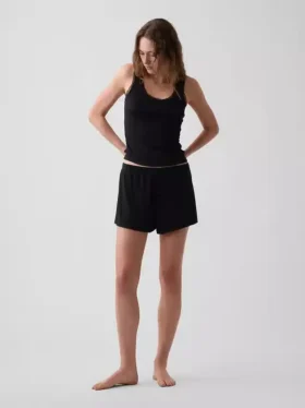 Mini Nervürlü Dantel Süslemeli Pijama Tank Top