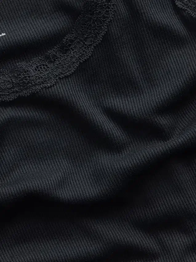 Mini Nervürlü Dantel Süslemeli Pijama Tank Top