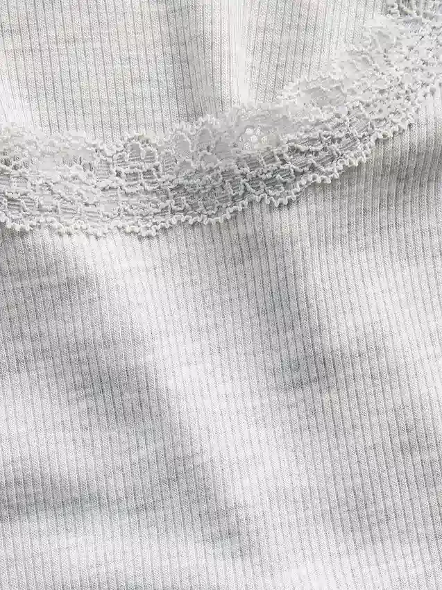 Mini Nervürlü Dantel Süslemeli Pijama Tank Top