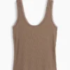 Mini Nervürlü Dantel Süslemeli Pijama Tank Top
