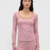 Mini Ribana Dantel Süslemeli Pijama Üst Giyim