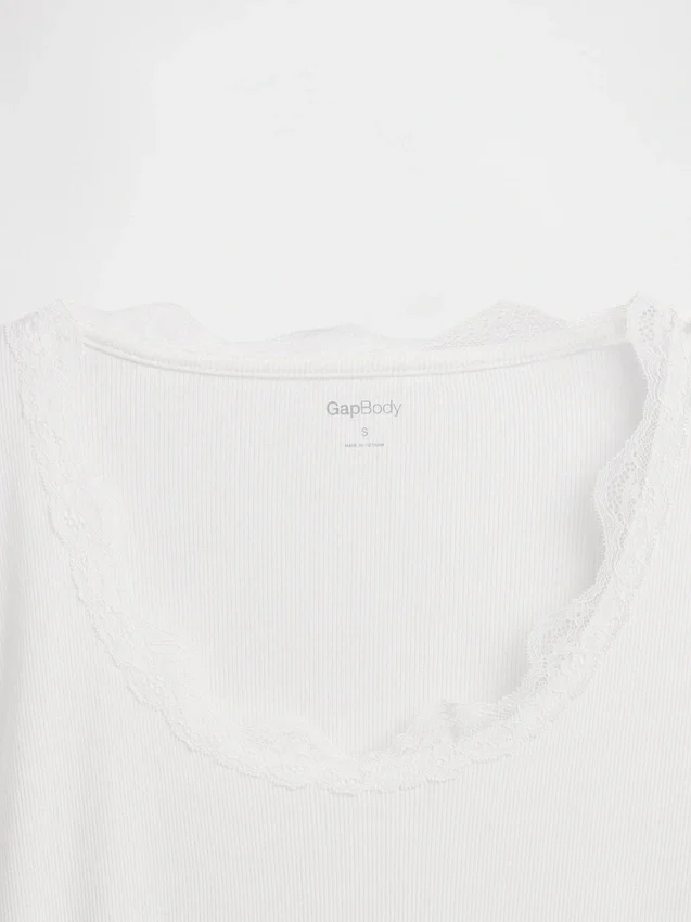 Mini Ribana Dantel Süslemeli Pijama Üst Giyim
