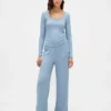Mini Ribana Dantel Süslemeli Pijama Üst Giyim