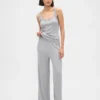 Mini Ribana Geniş Paça Pijama Pantolonu