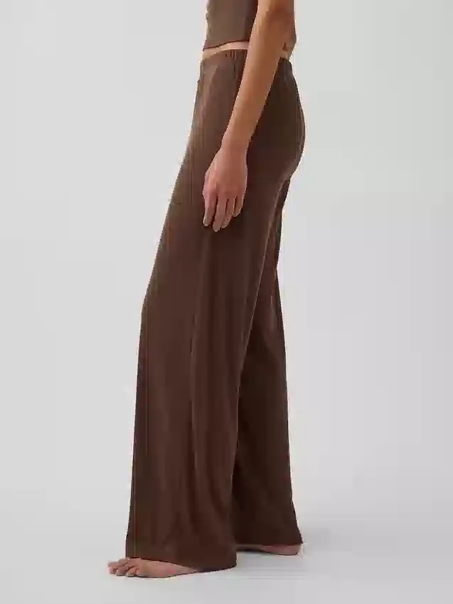 Mini Ribana Geniş Paça Pijama Pantolonu