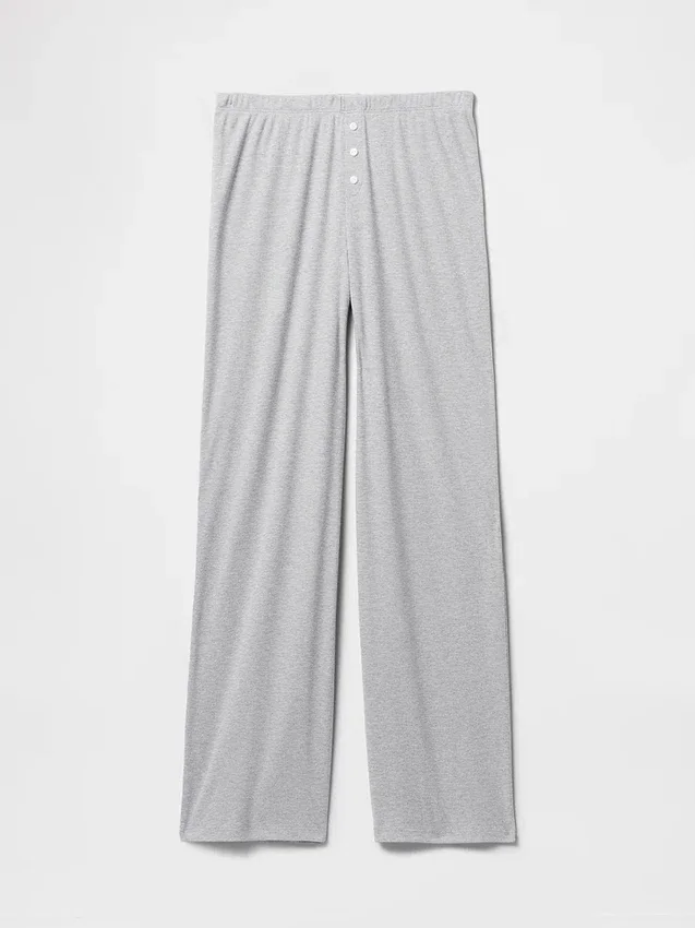 Mini Ribana Geniş Paça Pijama Pantolonu