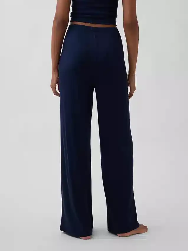 Mini Ribana Geniş Paça Pijama Pantolonu