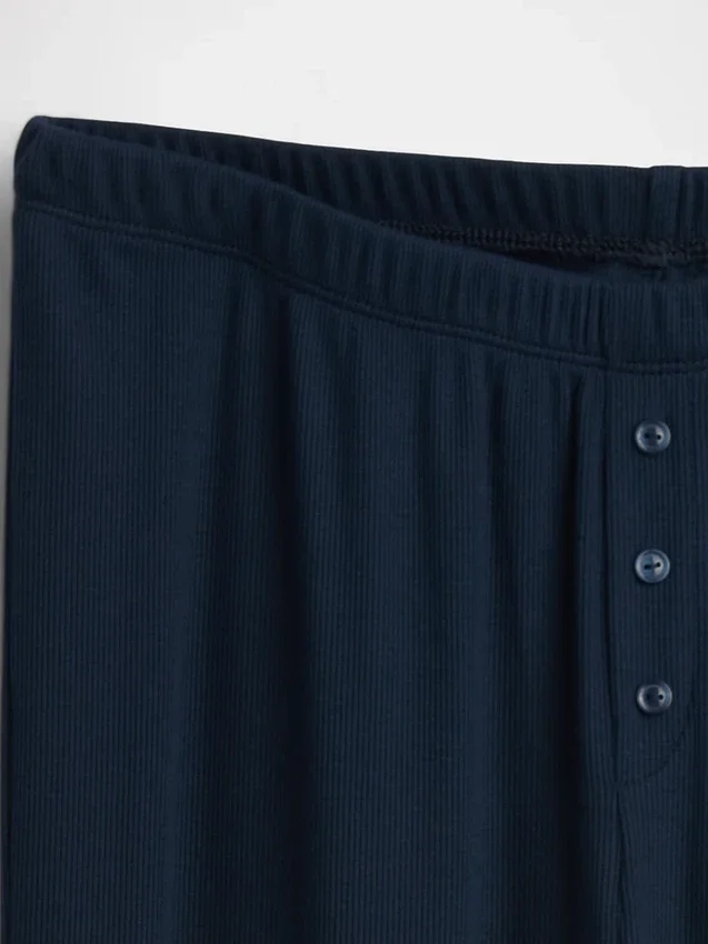 Mini Ribana Geniş Paça Pijama Pantolonu
