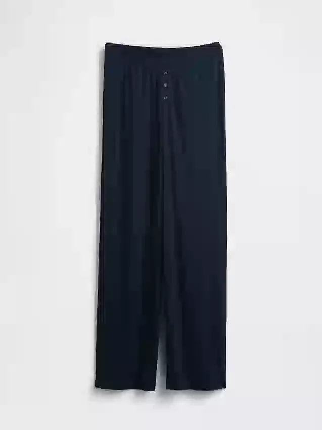 Mini Ribana Geniş Paça Pijama Pantolonu