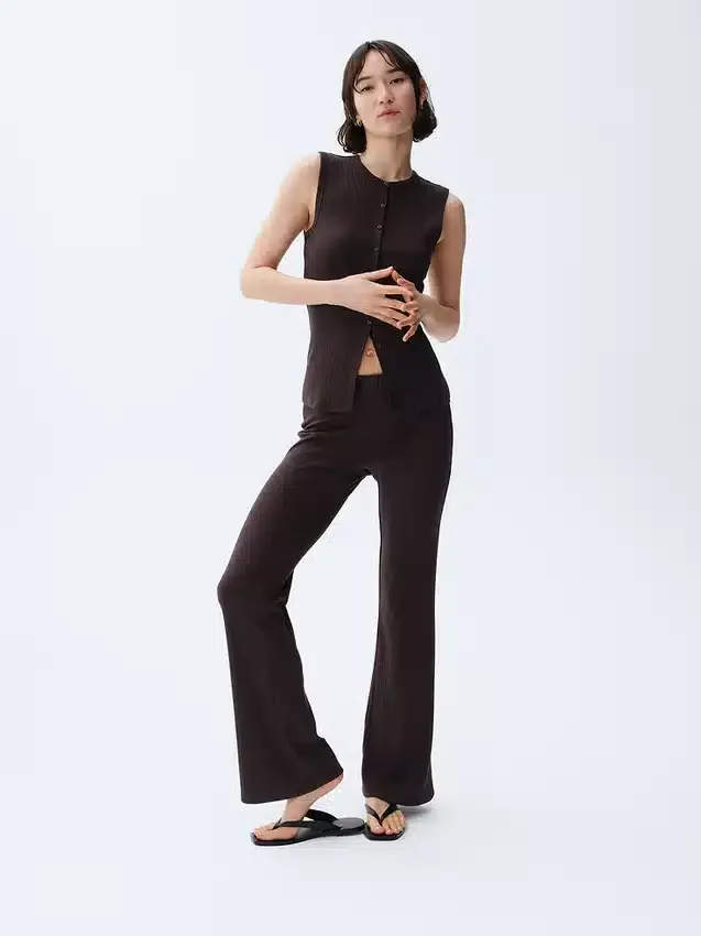 Modern Geniş Nervürlü Geniş Paça Pantolon