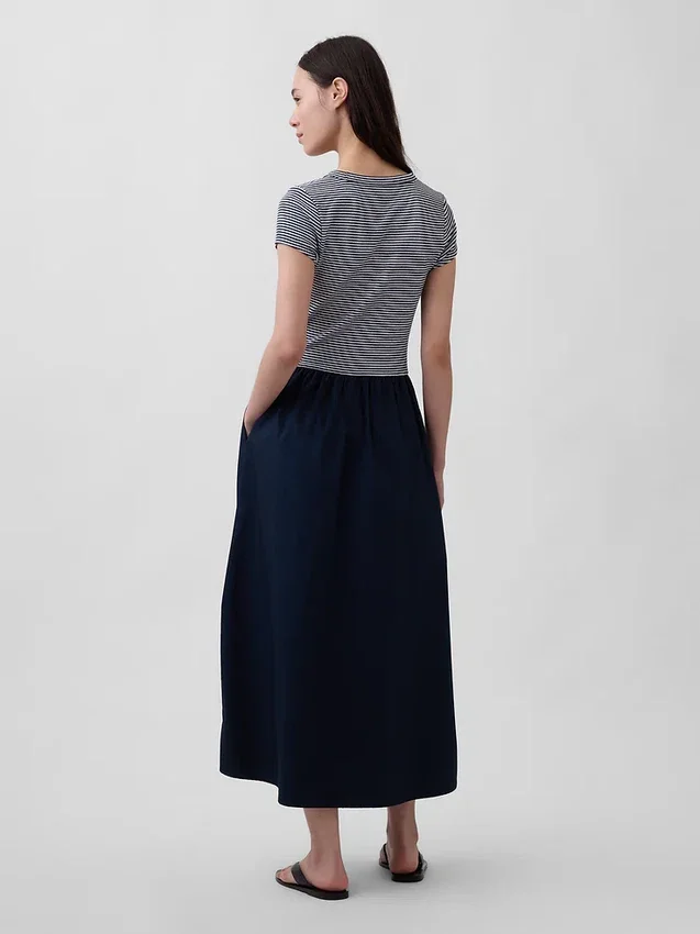 Modern Karışık Kumaş Maxi Elbise