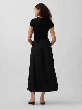 Modern Karışık Kumaş Maxi Elbise