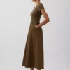 Modern Karışık Kumaş Maxi Elbise