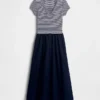 Modern Karışık Kumaş Maxi Elbise