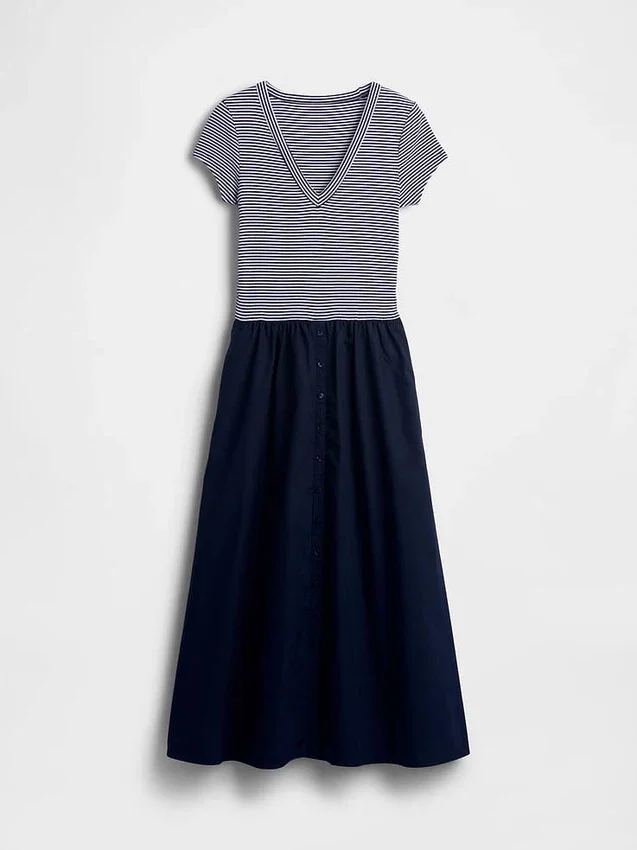 Modern Karışık Kumaş Maxi Elbise