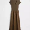 Modern Karışık Kumaş Maxi Elbise