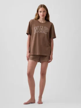 Nap Logolu Oversized Pijama Tişört