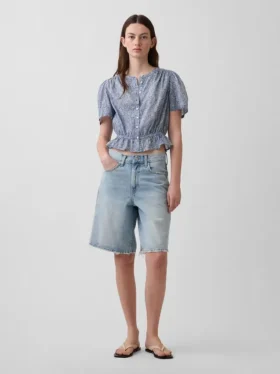 Önden Düğmeli Kısa Peplum Üst Giyim