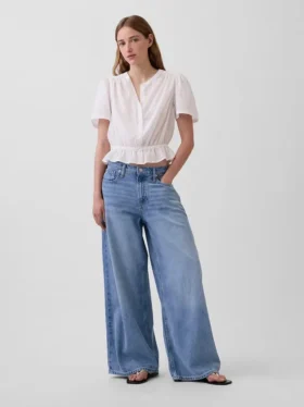 Önden Düğmeli Kısa Peplum Üst Giyim