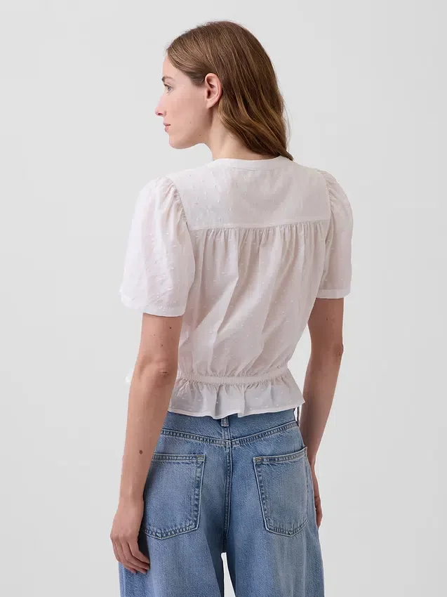 Önden Düğmeli Kısa Peplum Üst Giyim