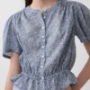 Önden Düğmeli Kısa Peplum Üst Giyim