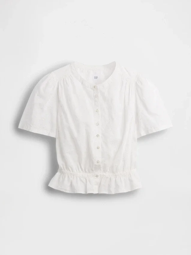 Önden Düğmeli Kısa Peplum Üst Giyim