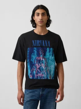 Nirvana Ağır Kumaşlı Kısa Kesim Grafikli Tişört