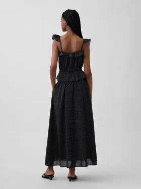 Noktalı Voile Maxi Etek