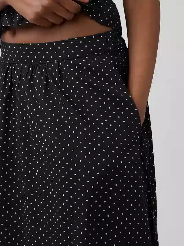 Noktalı Voile Maxi Etek