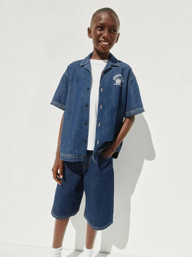 Çocuk Bol Kesim Denim Şortlar