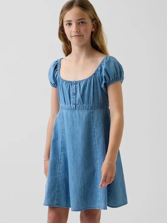 Çocuk Denim Babydoll Elbise