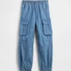 Çocuk Denim Bol Kesim Kargo Jogger Pantolon