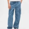 Çocuk Denim Bol Kesim Kargo Jogger Pantolon