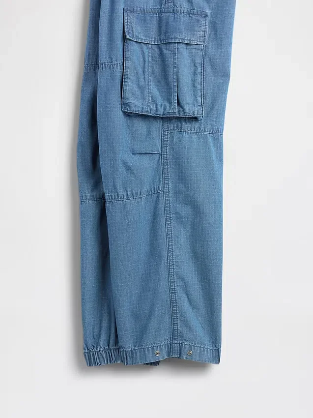 Çocuk Denim Bol Kesim Kargo Jogger Pantolon