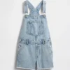 Çocuk Denim Bol Kesim Şortlu Tulum