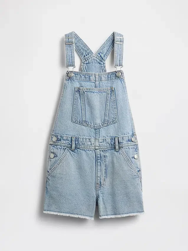 Çocuk Denim Bol Kesim Şortlu Tulum