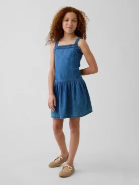 Çocuk Denim Düşük Bel Elbise