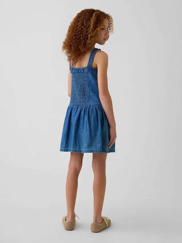Çocuk Denim Düşük Bel Elbise